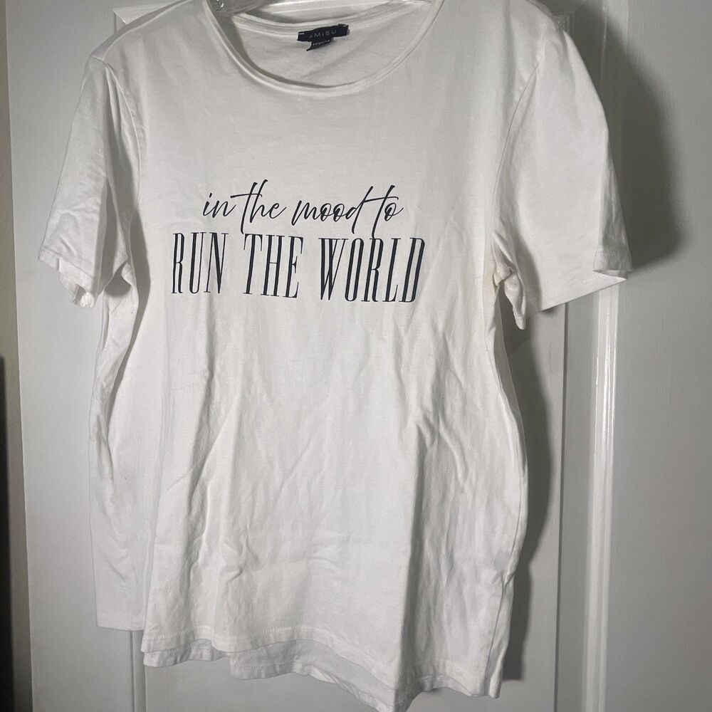 Amisu T-shirt “in The Mood To Run The World” Size M Unisex.